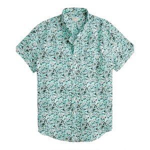 J. Crew Men’s Short-Sleeve 100% Linen Button Down in Aqua Floral Print- Size L